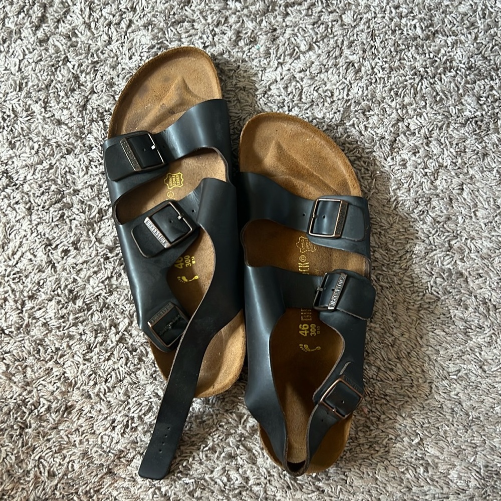 Men’s Birkenstocks, I don’t think they’ve ever been worn, possibly one time.